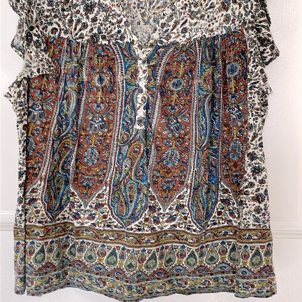 Rachel Zoe multicolored sleeveless Button Front Top, Size L - Picture 3 of 9